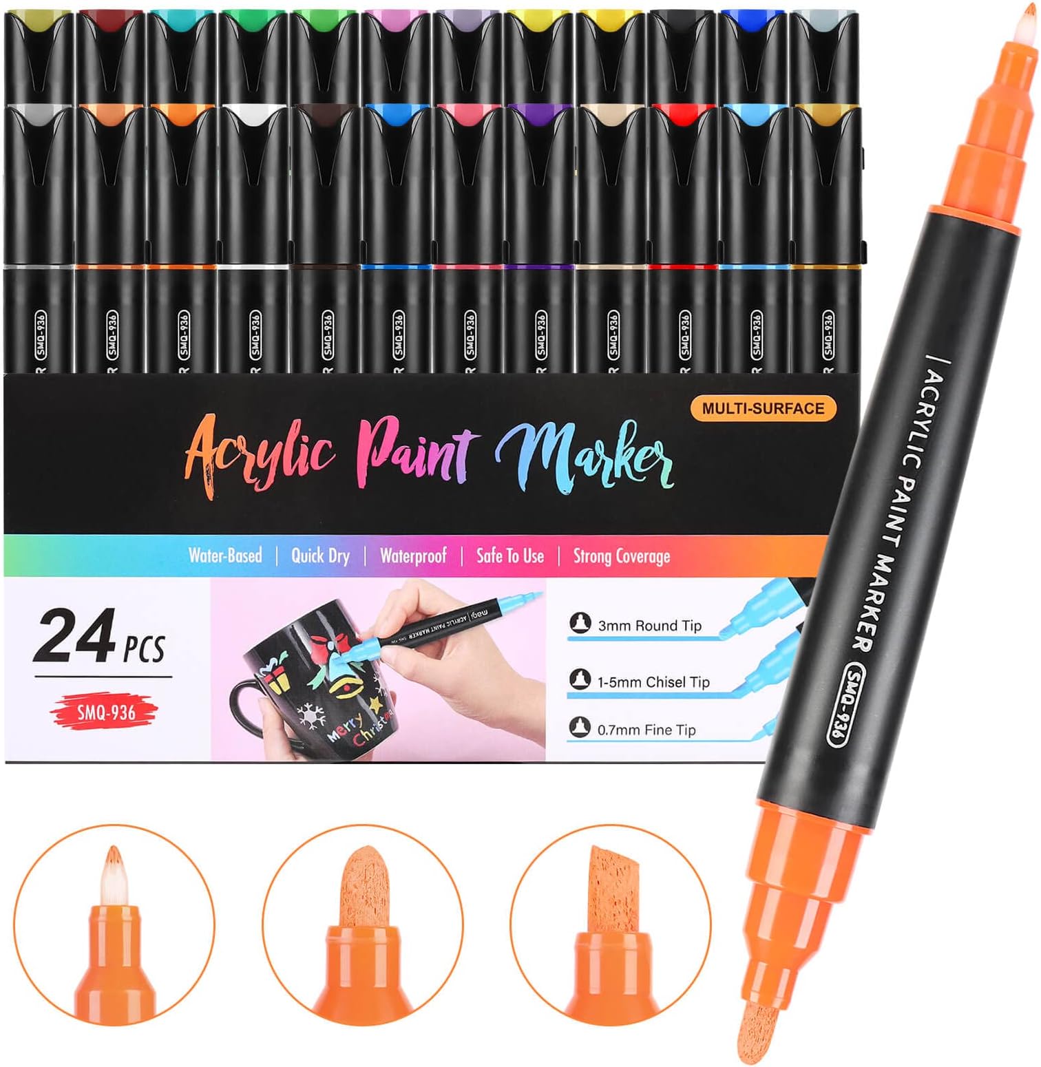 24 three tips markers