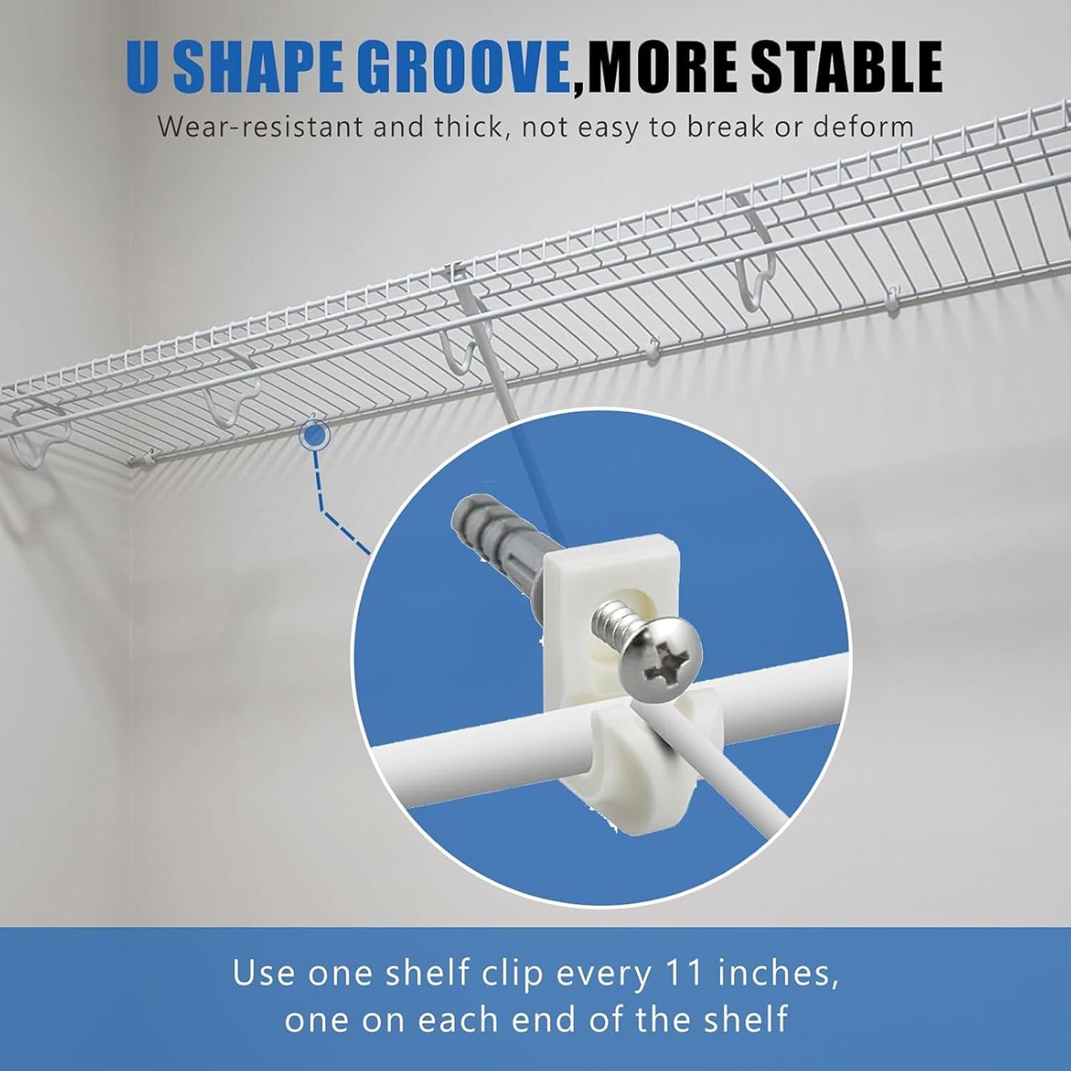 20 Pcs Heavy Duty Shelf Clip with Steel Screws & Expansion Tubes for Strong Secure Shelf Mounting
