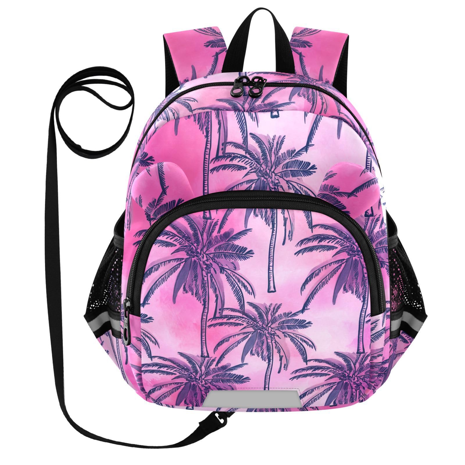 Coconut Palms Drawing Toddler Harness Backpack for Boys Girls 3-6 Years Kids Backpack with Anti Lost Safety Leash Baby Travel Bag for Walking Preschool Travel