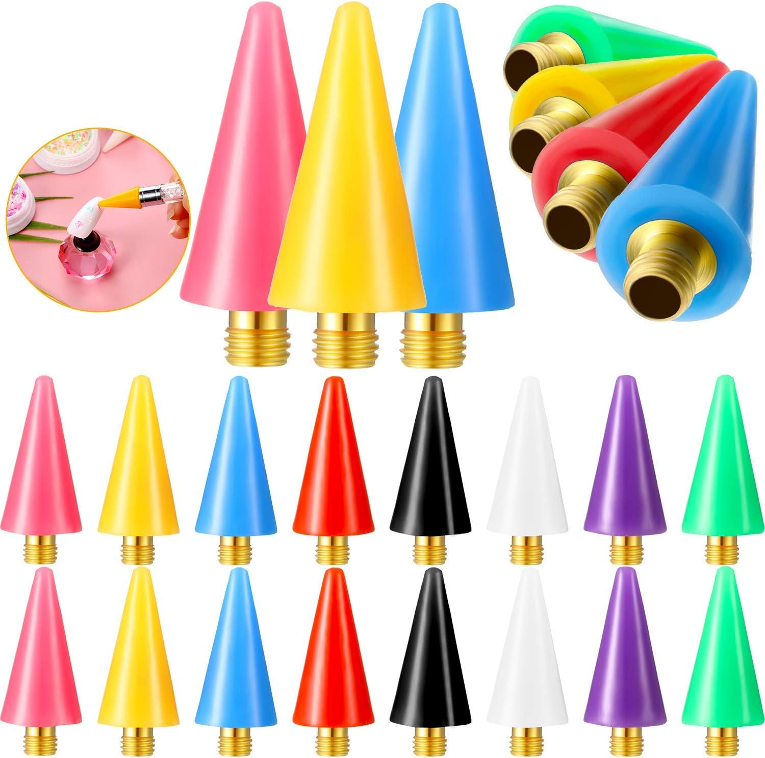 Blulu 16 Pieces Nail Rhinestones Picker Wax Replacement Head Tips with Case for Nail Dotting Pen to Pick Up Nail Gem Jewelry, Replacement Wax Head Accessories (Assorted Colors)