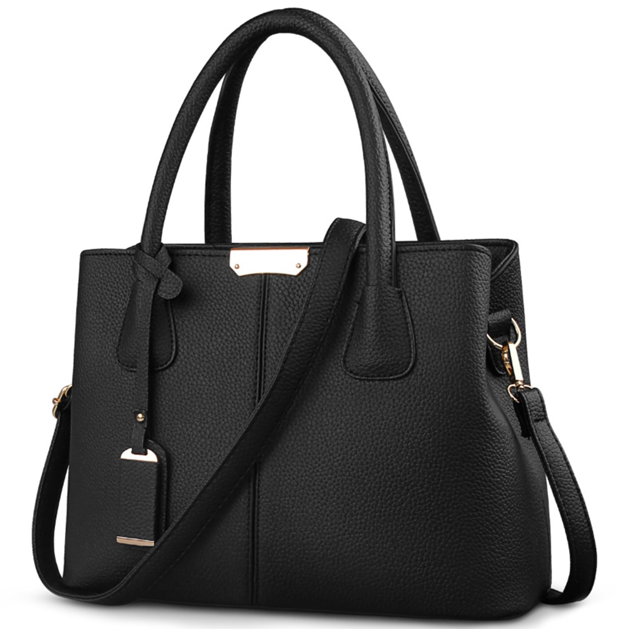 Donna Borsa a Mano Grande Capacità Tracolla Elegante Messenger in PU Pelle, Ornamenti di Moda Tote Comodo Nero
