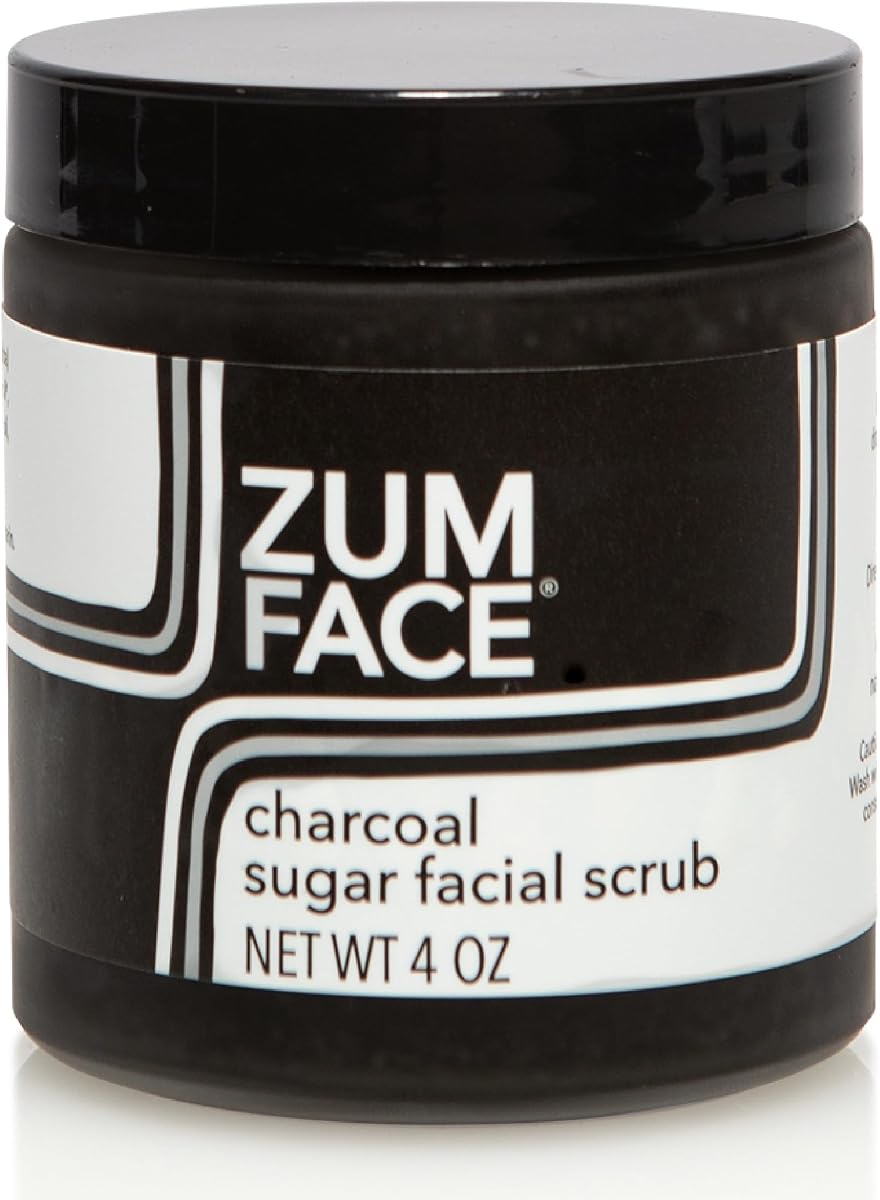 Exfoliante facial Zum Face Sugar - Exfoliante de azúcar natural - Exfoliante facial calmante con aceite de jojoba, aceite de coco y aceite de oliva - Carbón vegetal - 4 oz
