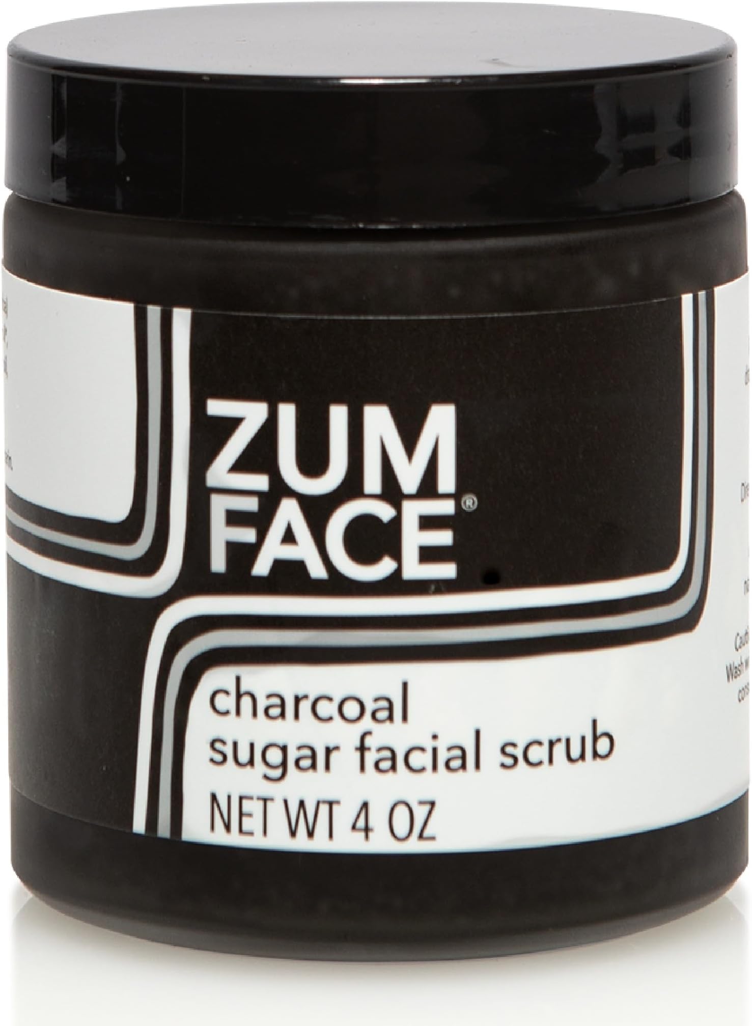 Zum Face Sugar Facial Scrub - Natural Sugar Scrub - Soothing Facial Exfoliator with Jojoba Oil, Coconut Oil & Olive Oil - Charcoal - 4 Oz