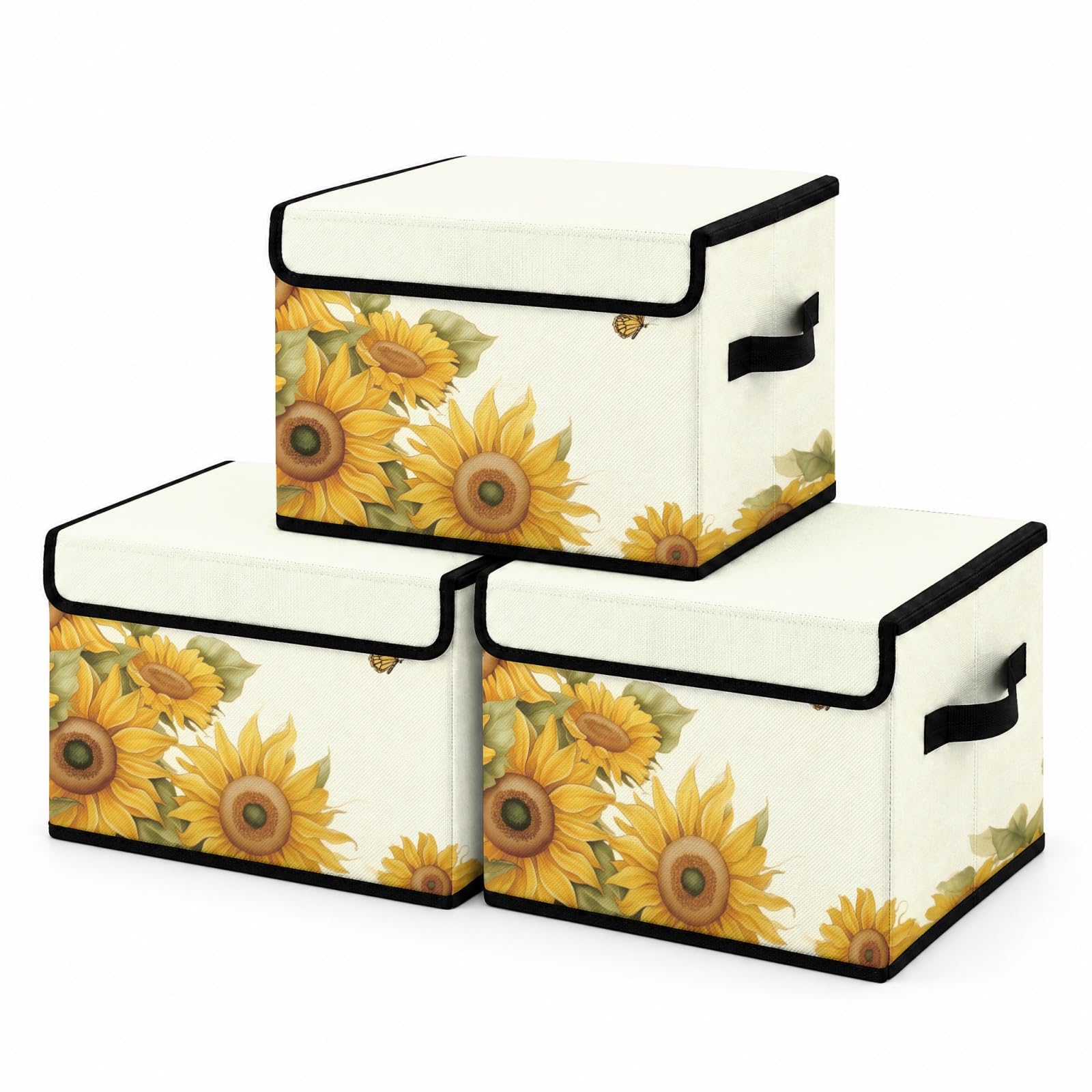Stackable Clothes Storage Bins with Lids 3 Pack