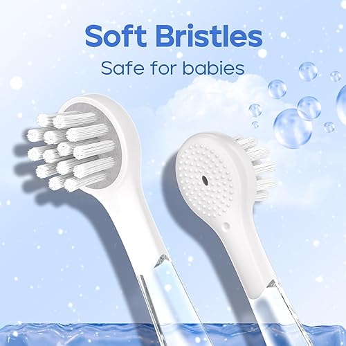 Vista 26 de SEAGO Cepillos de dientes eléctricos para bebés de 0 a 3 años, cepillo de dientes para bebé con temporizador inteligente y base de succión, 4