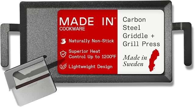 A premium carbon steel griddle set that prioritizes versatility and easy everyday use
