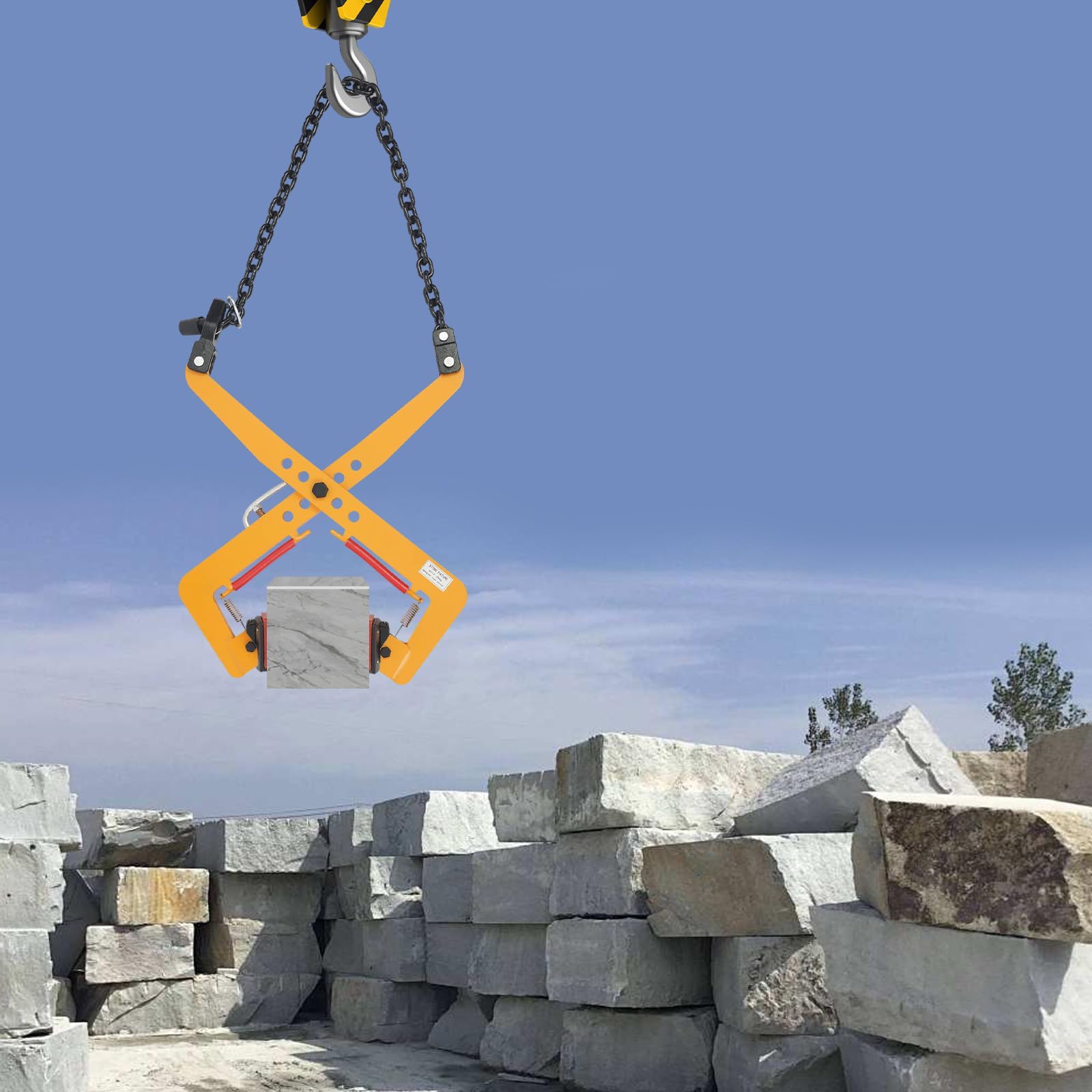 Alicates para piedras con sistema de cadena, capacidad máxima de extracción de 350 kg, apertura ajustable 30-51 cm, para levantar el transporte