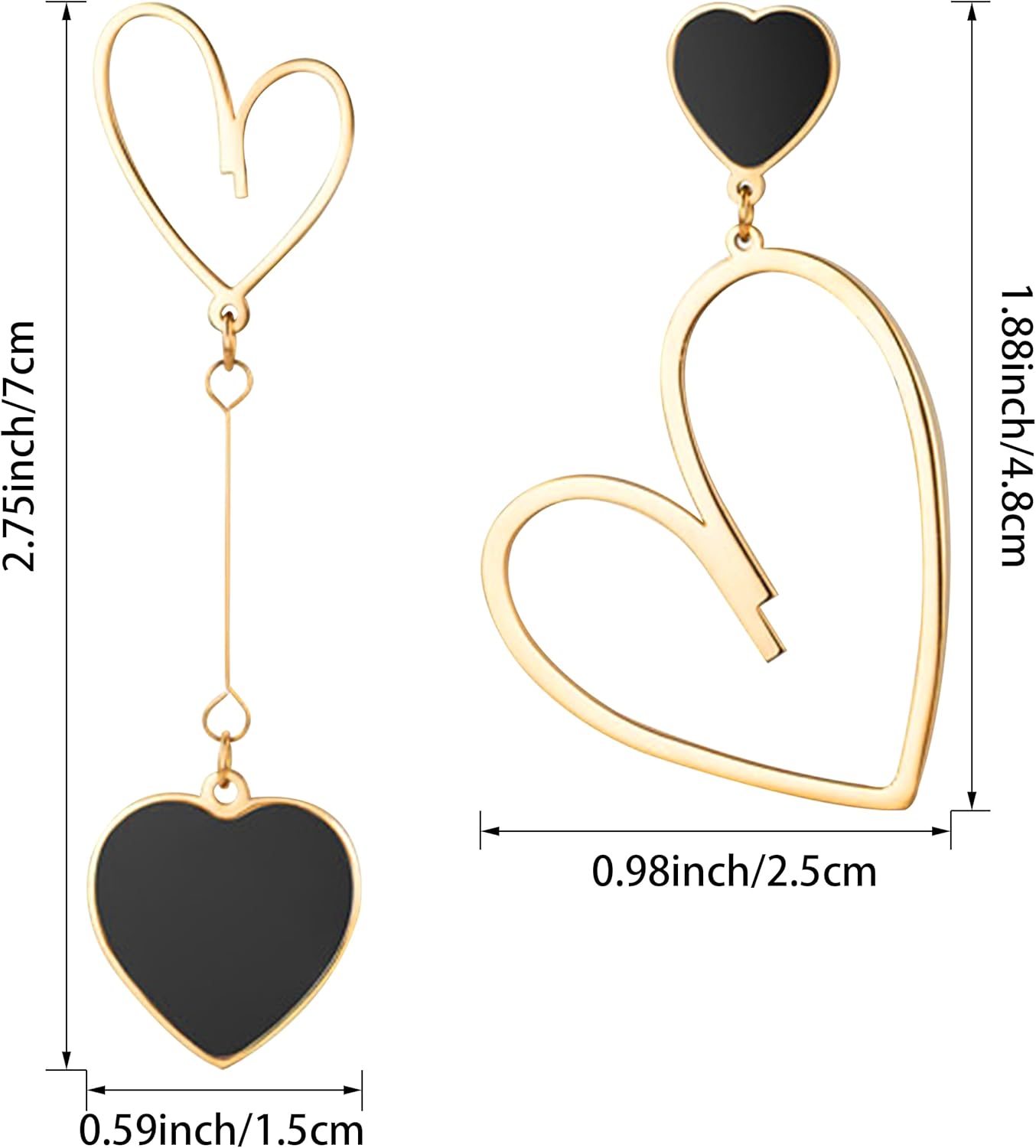Asymmetric Heart Dangle Earrings Hollow Love Heart Drop Statement Long Earrings for Women Valentine'S Day Anniversary Day Jewelry - Image 2