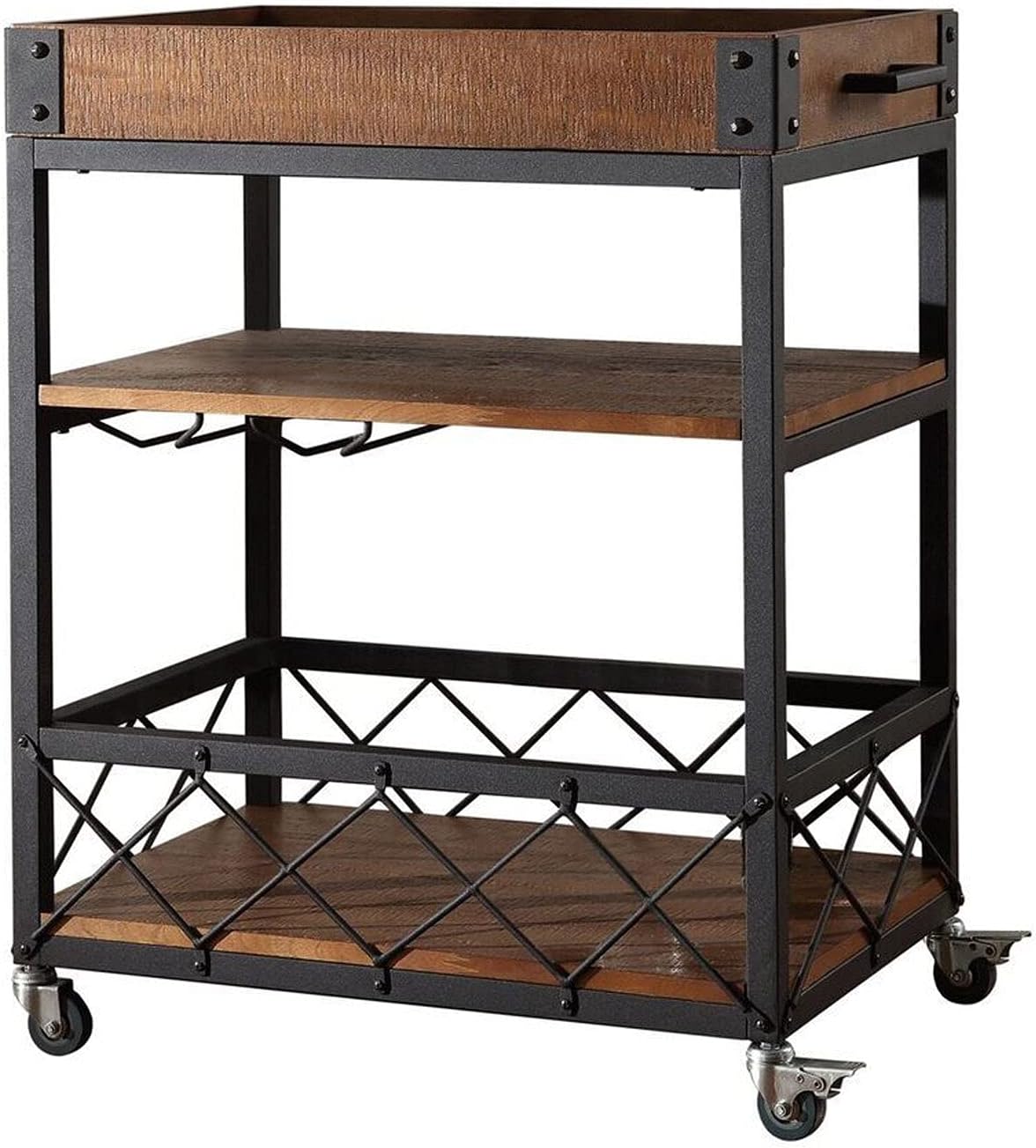 HomeHills Ashburne Espresso Rustic Bar Cart