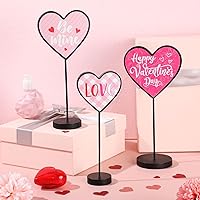 Vista 8 de 3 piezas de decoración de mesa de madera en forma de corazón para el día de San Valentín con base adornos de corazón para el día de San Valentín