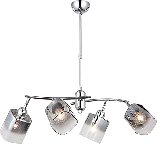 Homemania HOME MANIA, Lucea Derma, 4 X E27 Duy, Metal, Cam, 33 X 18 X 62 Cm, 1451-51-04, 4'lü, Krom Renkler