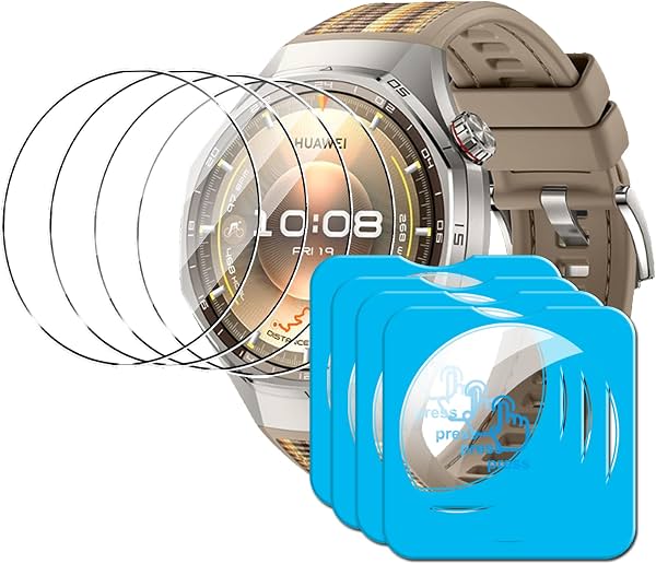 Protector de pantalla compatible con Huawei Watch GT 6 Pro/7 Pro 46mm, vidrio templado antiarañazos, compatible con funda, HD Ultra, paquete de 4