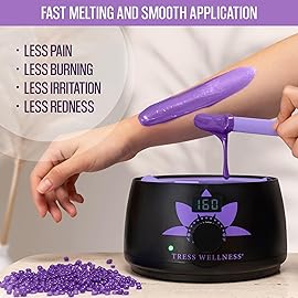 Tress Wellness Wax Beads - Safe for Skin - Dermatologically Tested - At-Home Kit for Bikini, Brazilian & Full Body - Lavender 1.2
