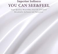 Vista 4 de KINMEROOM Juego de sábanas Queen Juego de sábanas y fundas de almohada de 4 piezas para cama tamaño Queen Sábana bajera blanca con bolsillo