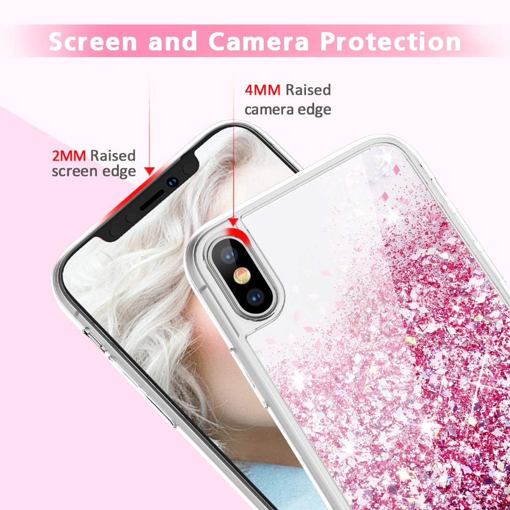 Maxdara Case for iPhone X/iPhone Xs Glitter Case Liquid Flowing Luxury Bling Sparkle Glitter Shockproof Girls Women Case X/XS 5.8 inches (Rosegold)