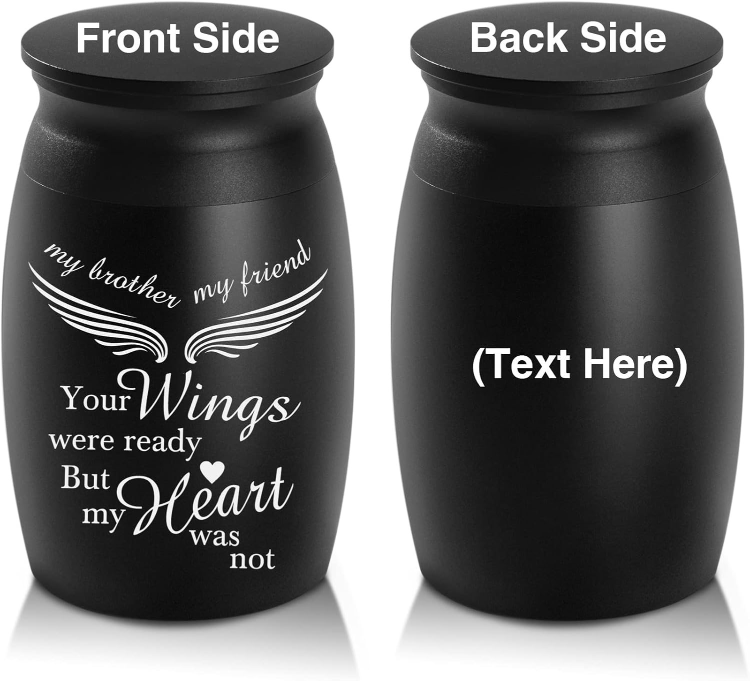 Personalized Custom Engraving Text Small Cremation Urns, Handcrafted Beautiful Keepsake Urn for Funeral, Peaceful Decorative Urns for Human Ashes, Angel Wings Urn to Sharing Memorial Grandma