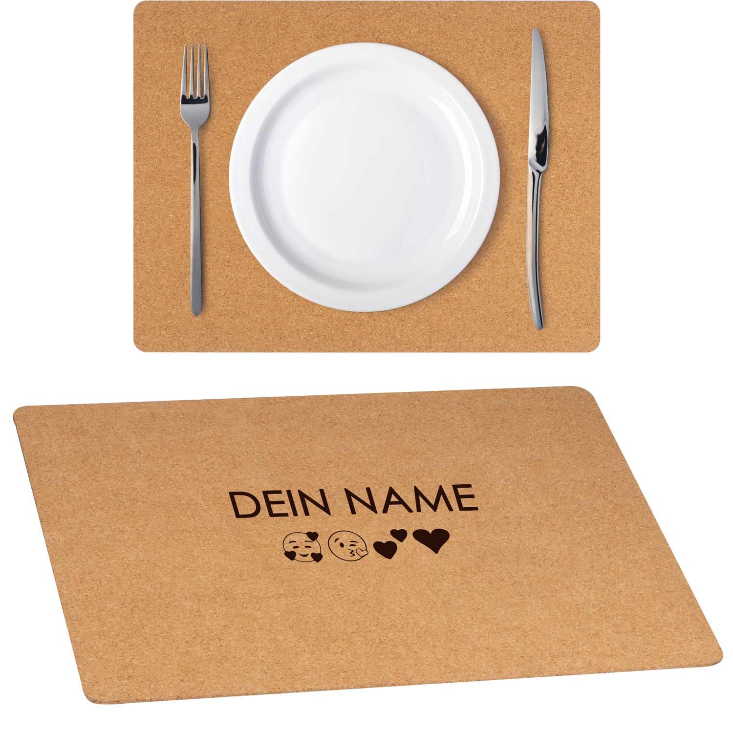 Kork Tischunterlage mit Gravur | Platzset mit Wunschname | Platzdeckchen mit Name | Personalisierbares Tischset | Abwaschbar | Wiederverwendbar (50)