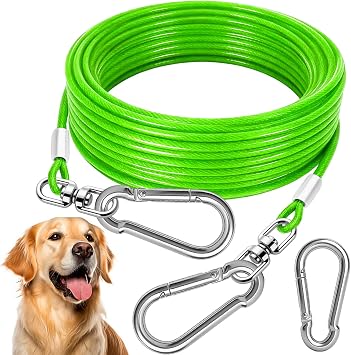 Dog Tie Out Cable - Heavy Duty Dog Chain for Yard, Blue/Purple/Green/Pink Outdoor Tether & Leash, 10/15/20/30Ft,Lead for Dogs Outside