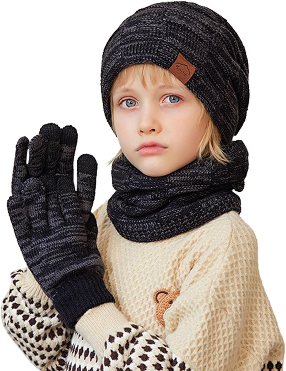 Toddler Girl Hat And Gloves Set Kids Hat Scarf Gloves 3Pcs