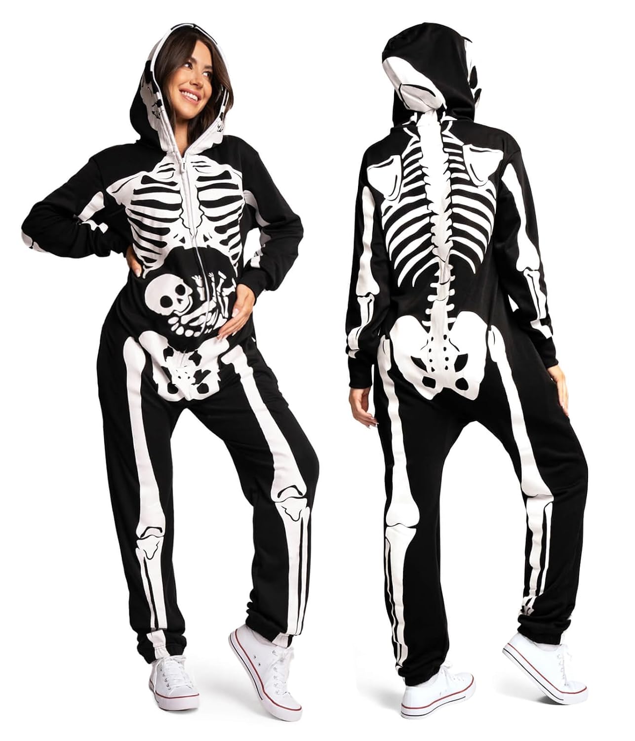 Tipsy Elves Women's Halloween Black Pregnant Skeleton Maternity Costume - Funny Costume for Adults