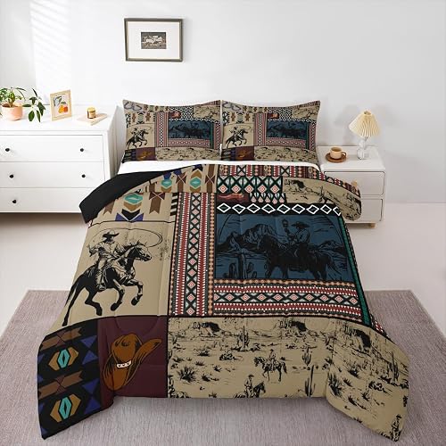 Feelyou Kids Brown Western Aztec Comforter Set King Size Hor