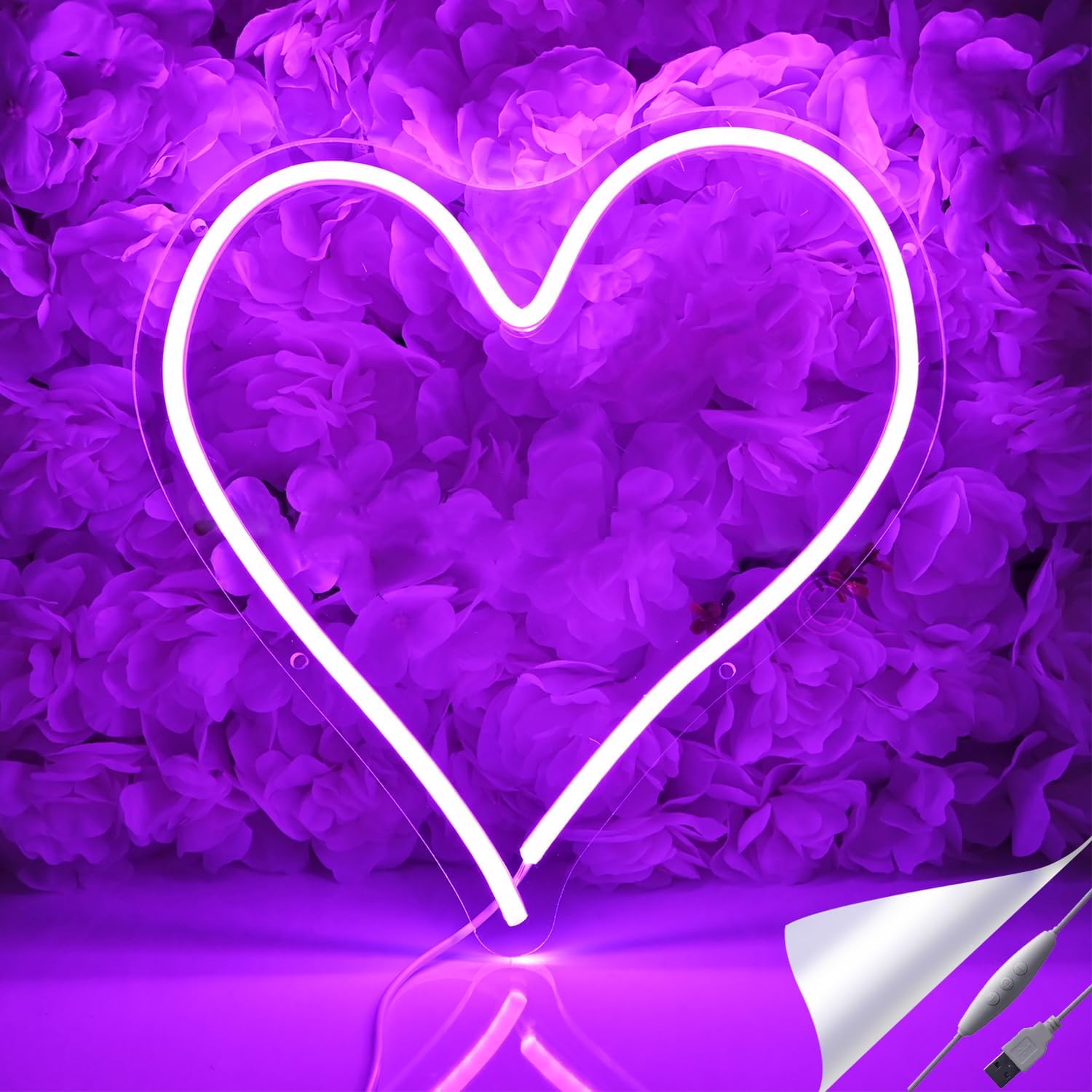 Britrio LED Neon Light Sign 13.4" Heart Shape Neon Sign Wall Hanging Sign Wall Art for Bar Kid’s Bedroom Living Room Dorm Party Home Decor Neon Night Light 5V USB with Switch