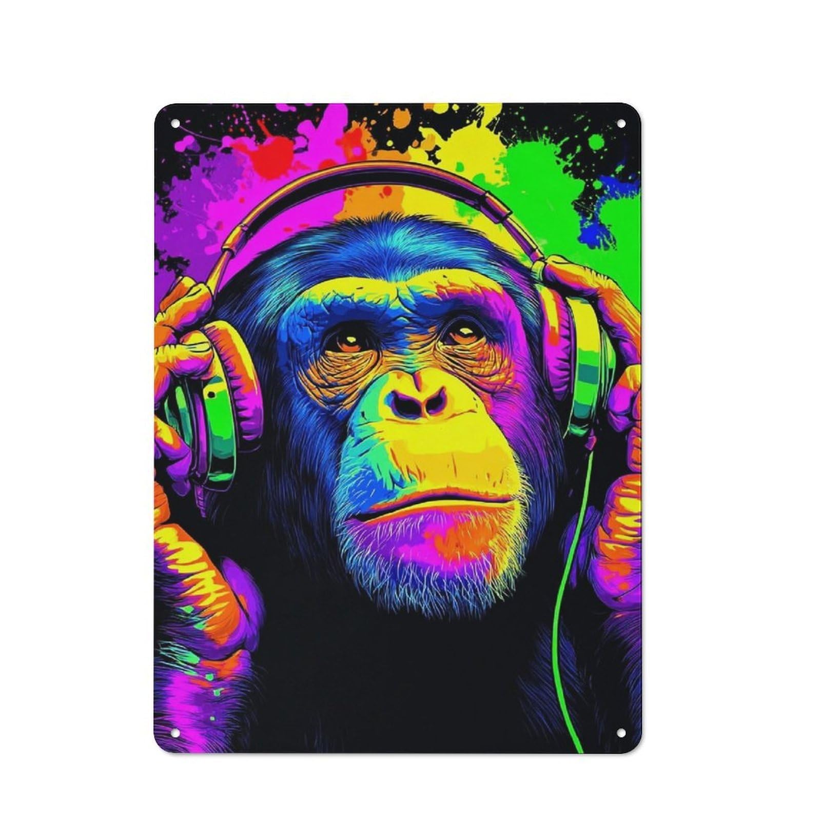 Junmoney Chill Monkey Rustic Metal Wall Sign 40X30cm Featuring For Pub Or Café, For Vintage Wall Decor Fans, For Metal Sign Collectors