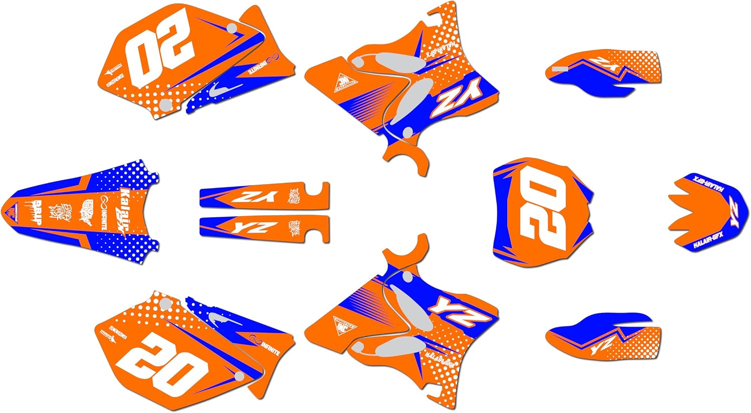 Graphics Kit for Yamaha YZ125 / YZ250 (2002-2014) Spear Series Orange 16 Mil - On/Off the Road - Dirt Pit Bike Motorcycle Sticker, Dirtbike Racing Decal Motocross Accessories no-Plastics