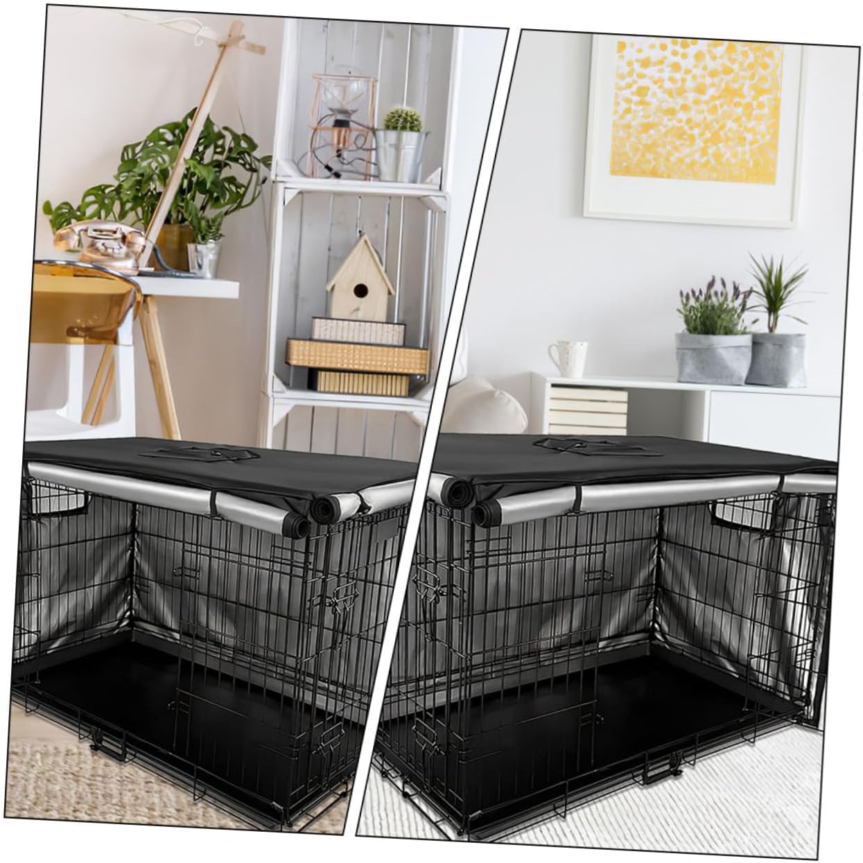 Sosoport Dog Crate Cover Pet Windproof Oxford Cloth Privacy Kennel Easy Access Rainproof Cage for Outside Use