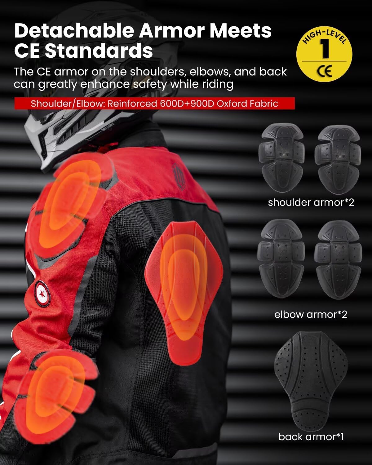 ILM Motorcycle Mesh Jacket with CE Armor and Detachable Waterproof Liner Dual Sport All Season Riding for Men Model JRC2