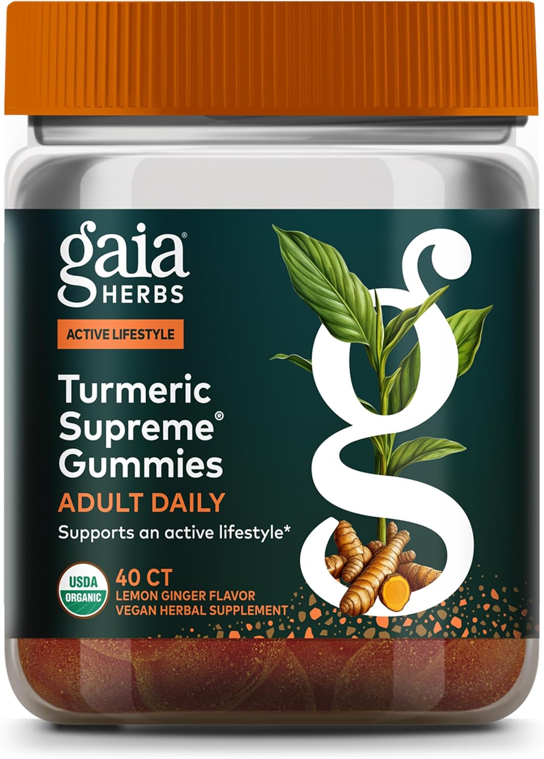 Gaia Herbs Turmeric Supreme Adult Daily Gummies-Daily Swelling Support for Healthy, Active Life-USDA Certified Organic Blend of Turmeric and Supportive Herbs-40 Gummies(20-Day Supply)