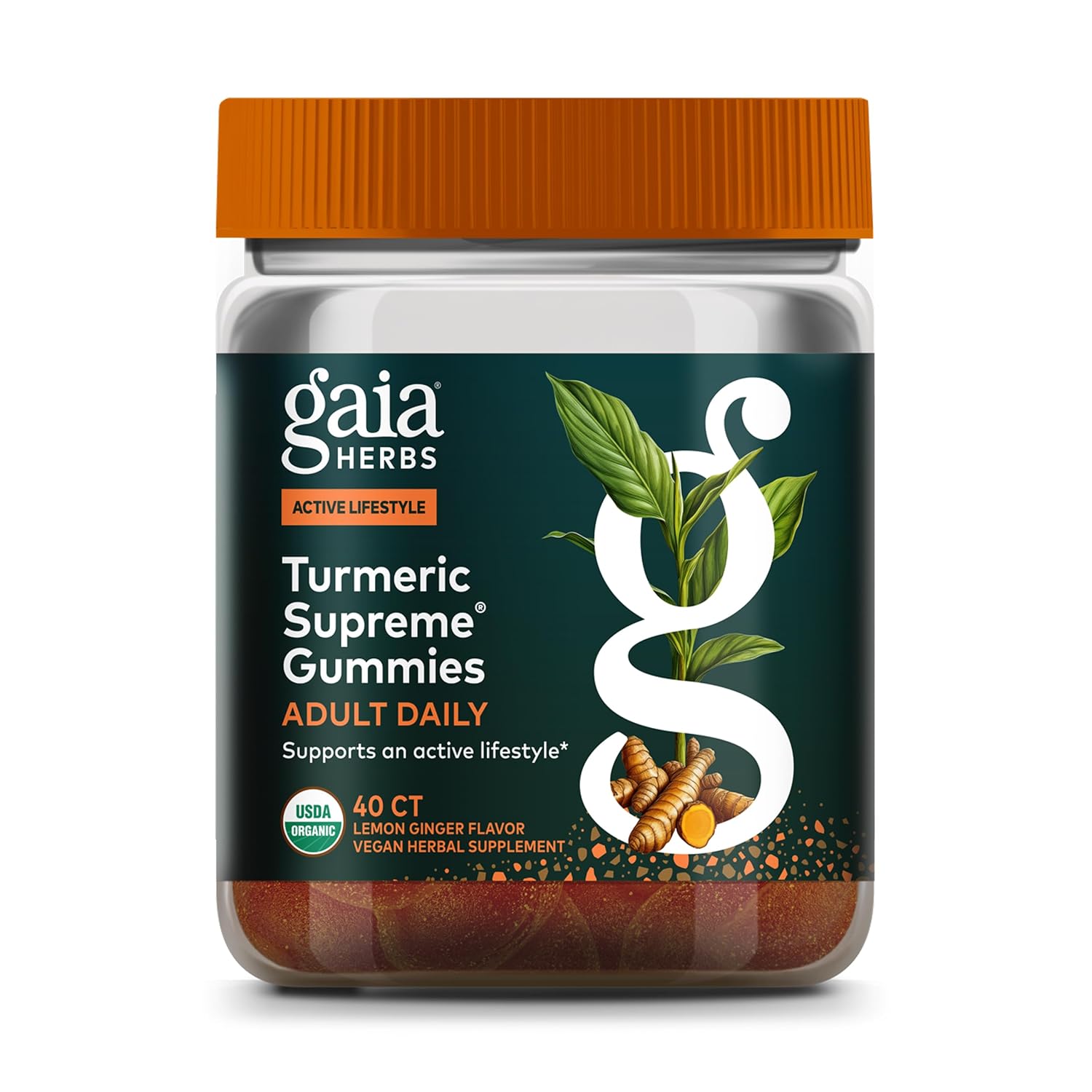 Gaia Herbs Turmeric Supreme Adult Daily - Daily Support for Healthy, Active Lifestyle* - USDA Certified Organic Blend of Turmeric & Supportive Herbs - 40 Vegan Gummies (20...
