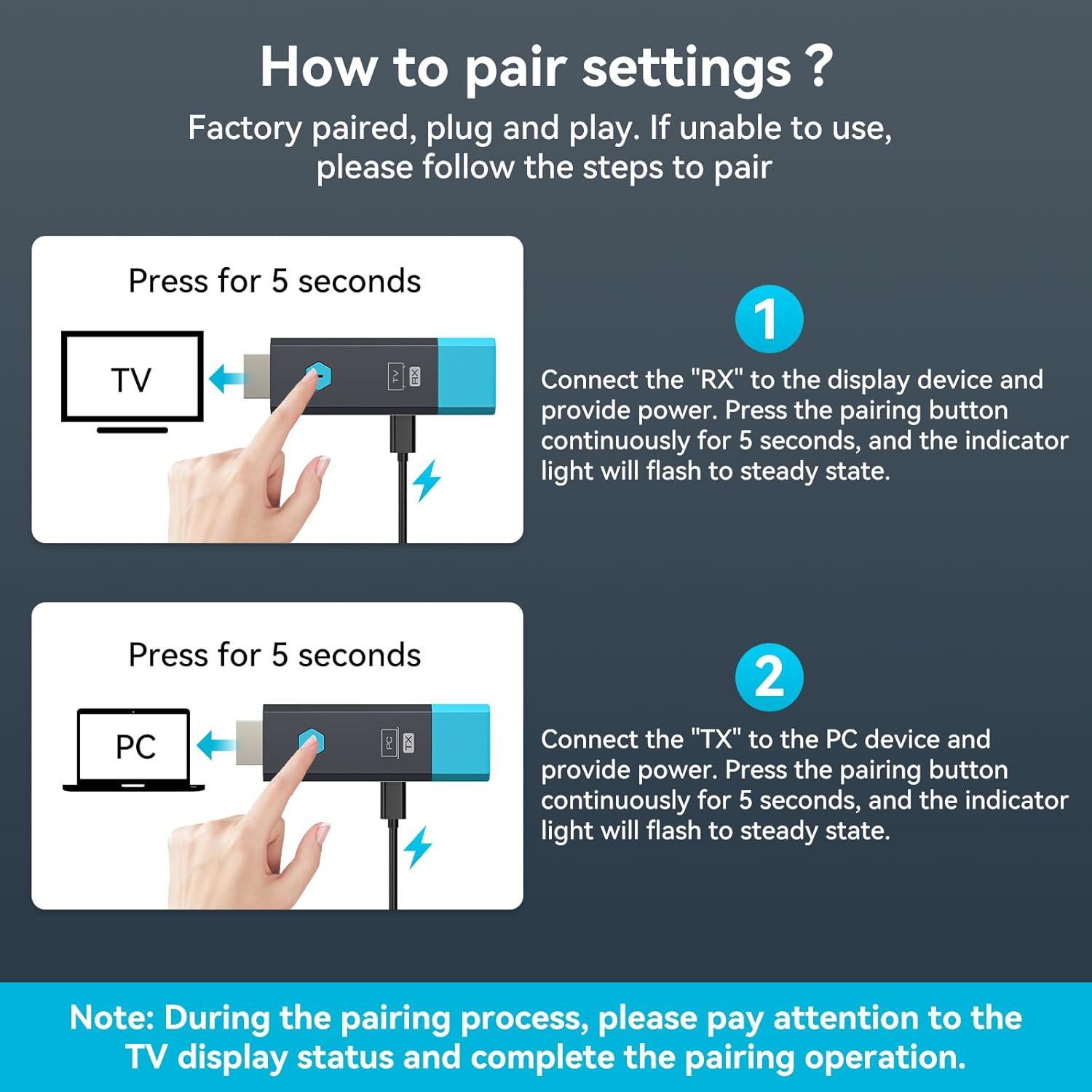 328FT/100M Wireless HDMI Transmitter and Receiver Portable 2.4G+5.8G Plug & Play Support 4K Decode 1080P Output Wireless HDMI Extender Kit for Audio to Monitor from Laptop/TV Box/Projector - Image 8