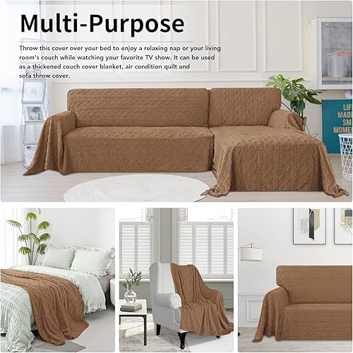 Miniatura 10 de Easy-Going Funda de sofá biplaza de 80 x 118 pulgadas, funda de terciopelo jacquard para sofá de 2 cojines, fundas seccionales en forma de L para