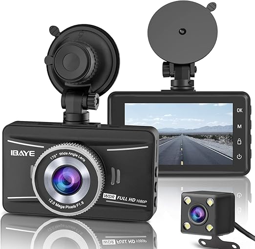 IBAYE Dash Cam Front and Rear, 1080P Full HD Dual Dashcam In Car Dual
