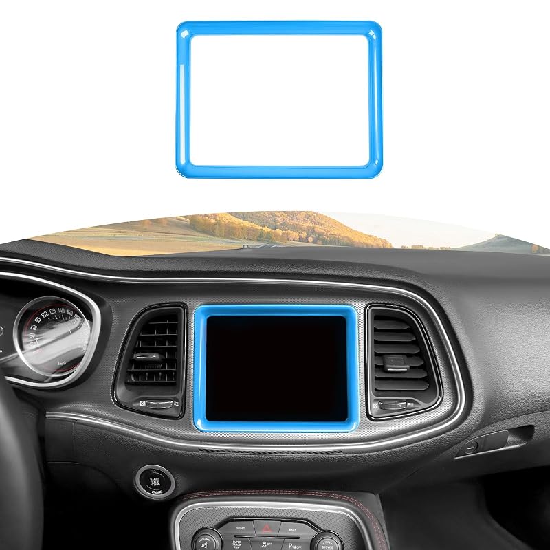 Moldura de acabamento para tela do painel Dodge Challenger 2015 a 2024 em ABS azul-claro RT-TCZ, 1 peça