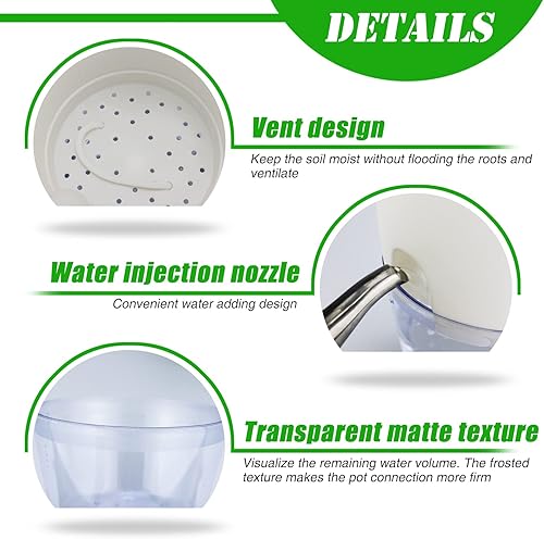 Miniatura 3 de 6 Inch Self Watering Planter,3 Pack Indoor Plants Flower Pots Outdoor with Wick Rope-White (White)