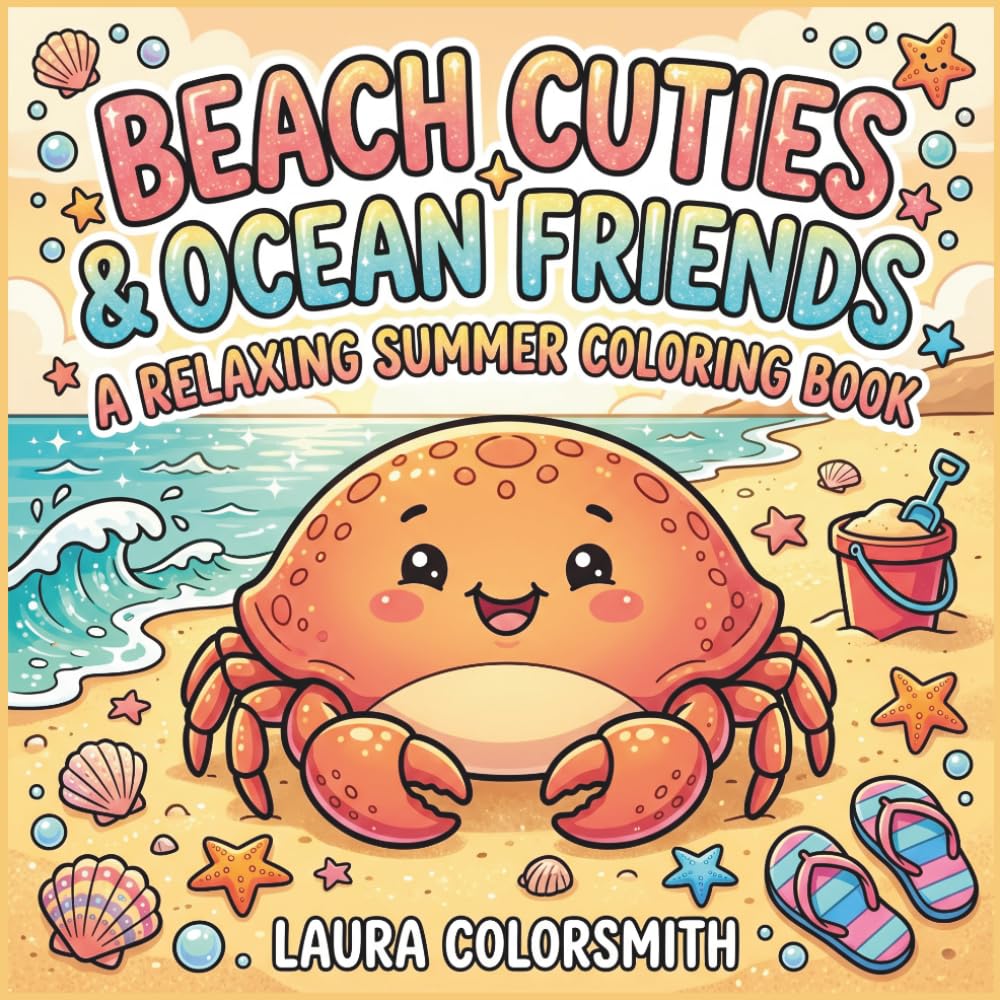 Beach Cuties & Ocean Friends - A Relaxing Summer Coloring Book: Cute Coloring Book for All Ages Featuring Adorable Ocean Friends and Cozy Beach Scenes for Relaxation