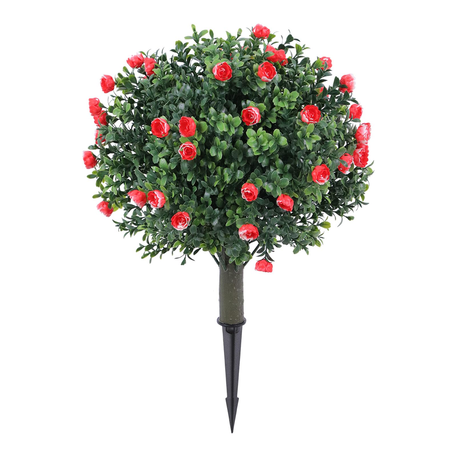 Qcwwy Piante da Esterno Finte, Piante Artificiali da 2 Pezzi con Picchetto, Rose Bianche Rosse Realistiche, 50 Cm per Decorazioni Natalizie da Giardino con Portico Anteriore