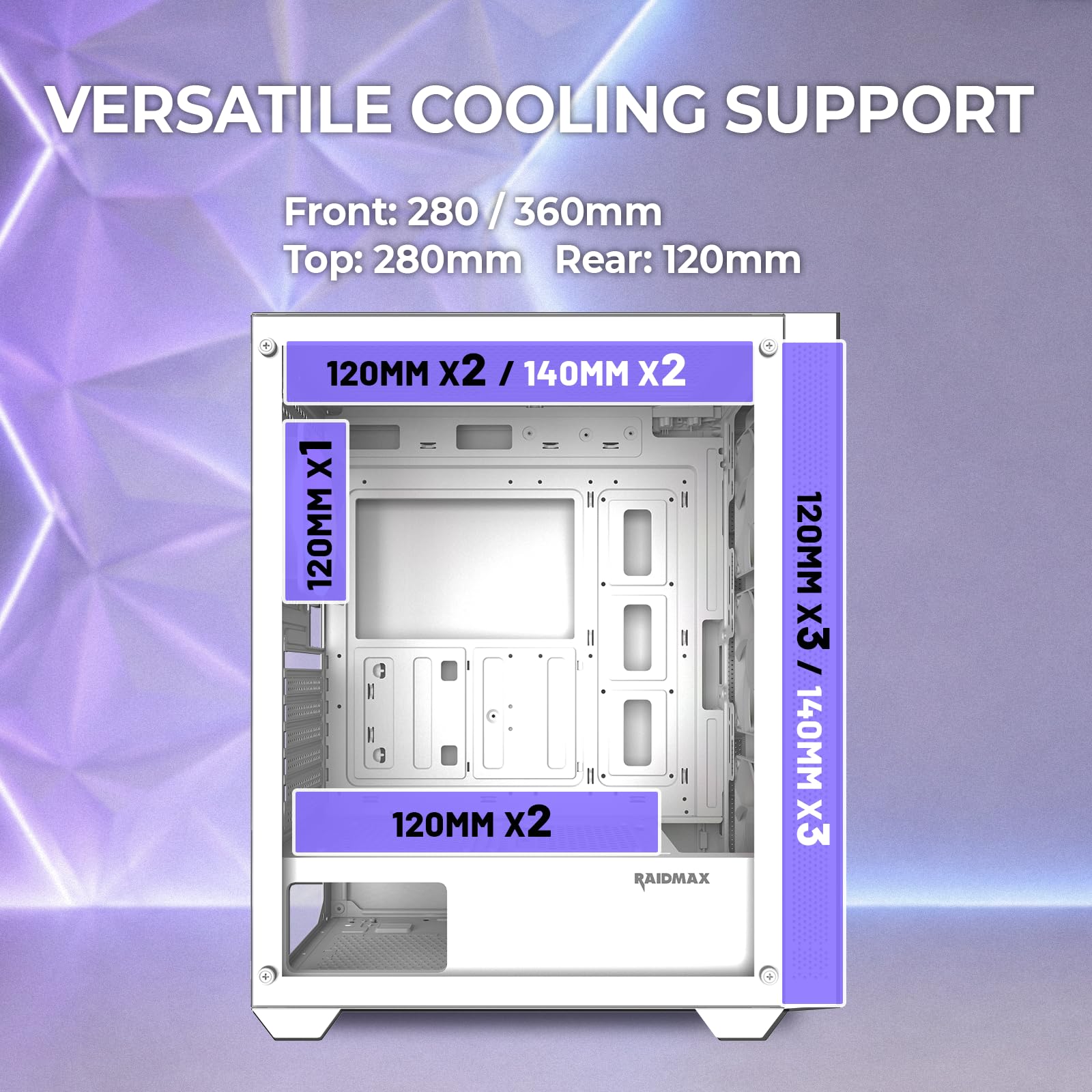 RAIDMAX V217 ATX Mid Tower Mesh Gaming PC Case, diseño de panel frontal de alto flujo de aire, 4 ventiladores ARGB de 120 mm preinstalados, panel lateral de vidrio templado, soporta GPU de 305 mm