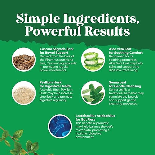 Miniatura 6 de Paquete de cápsulas laxantes a base de hierbas con probióticos y gotas líquidas de clorofila natural sistema de apoyo digestivo para desintoxicación