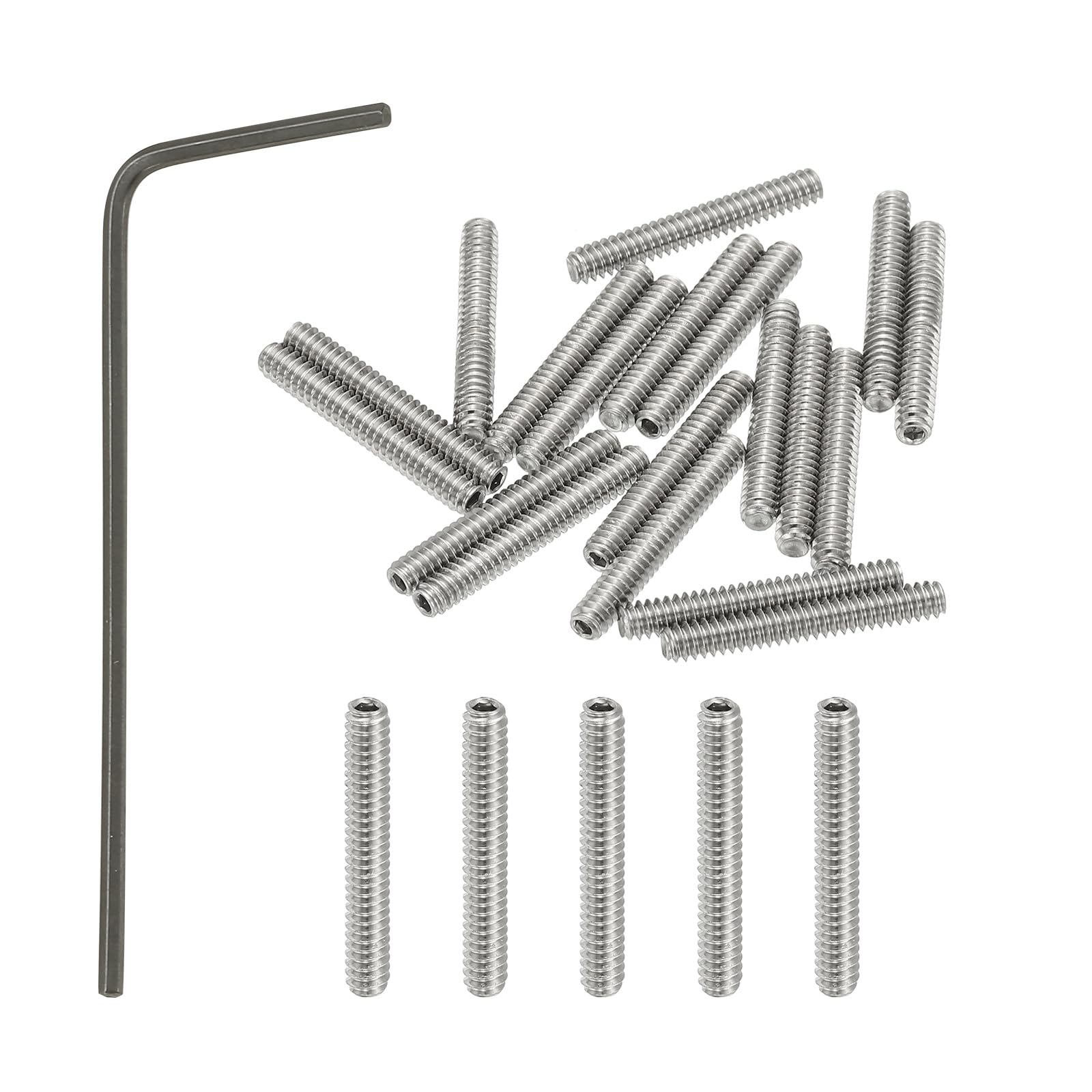 PATIKIL #4-40x3/4" Internal Hex Socket Set Grub Screws, 20 Pcs 304 Stainless Steel Cup Point Set Screw with Hex Key Wrench for Door Handles Bathroom Fixtures โ image 1