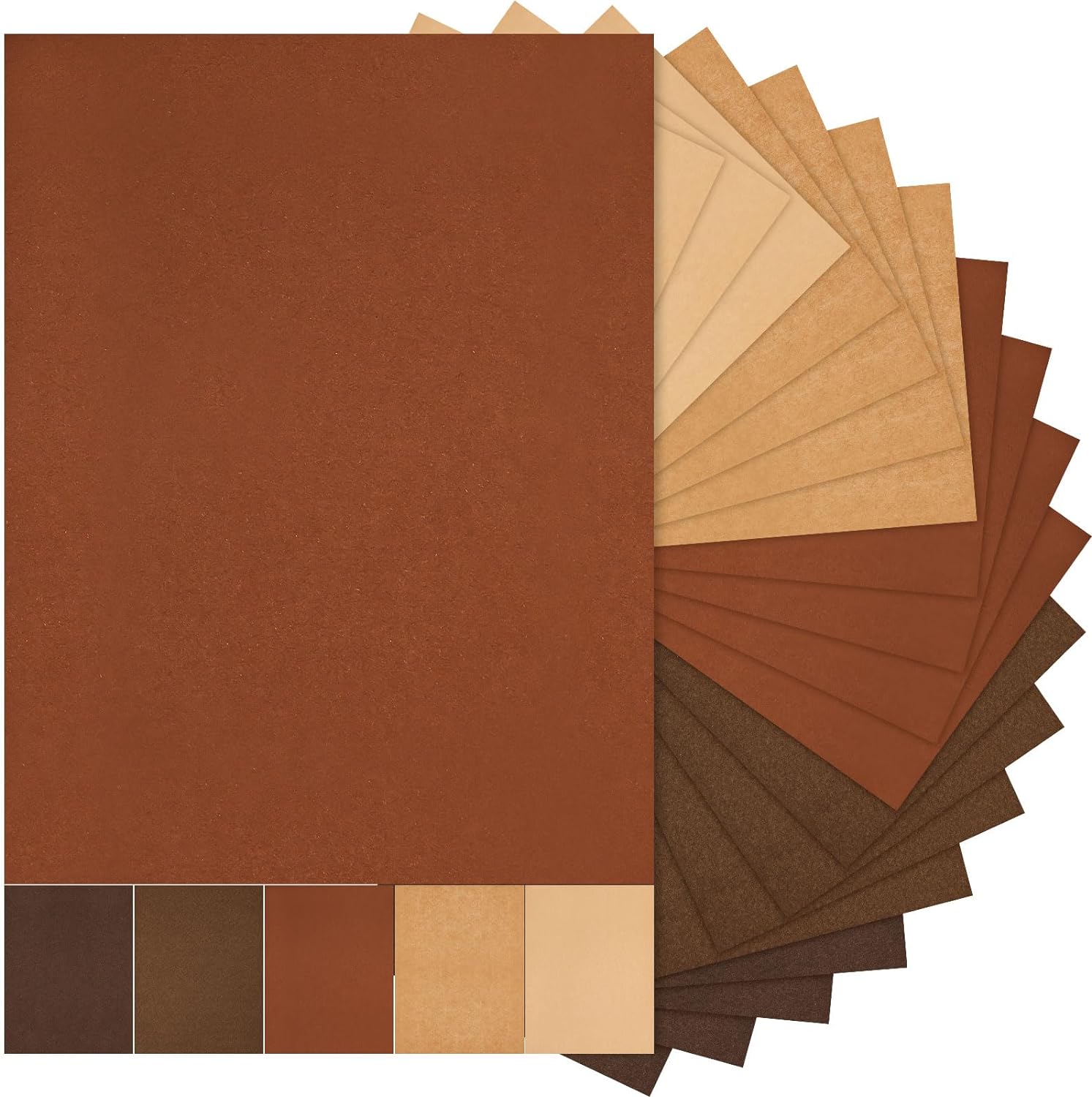 Sinmoe 200 Sheets 5 Shades Cardstock Paper 8.5 x 11 Inches 180gsm Solid Core Printer Paper for Scrapbooking DIY Arts Crafts Making Office Home Supplies (Brown Series)