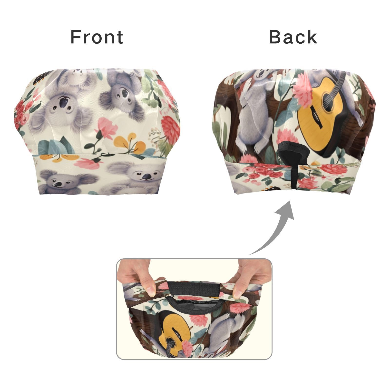Bulletgxll Koalas and Flowers Kids Apron and Chef Hat Set Adjustable Bib Aprons with Pockets for Cooking Baking Painting