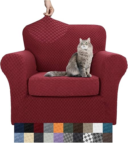 Miniatura 68 de YEMYHOM Últimas Fundas de Sofá a Cuadros de 4 Piezas para Sofá de 3 Cojines Extra Grande de Alta Elasticidad Engrosada Funda de Sofá para Perros