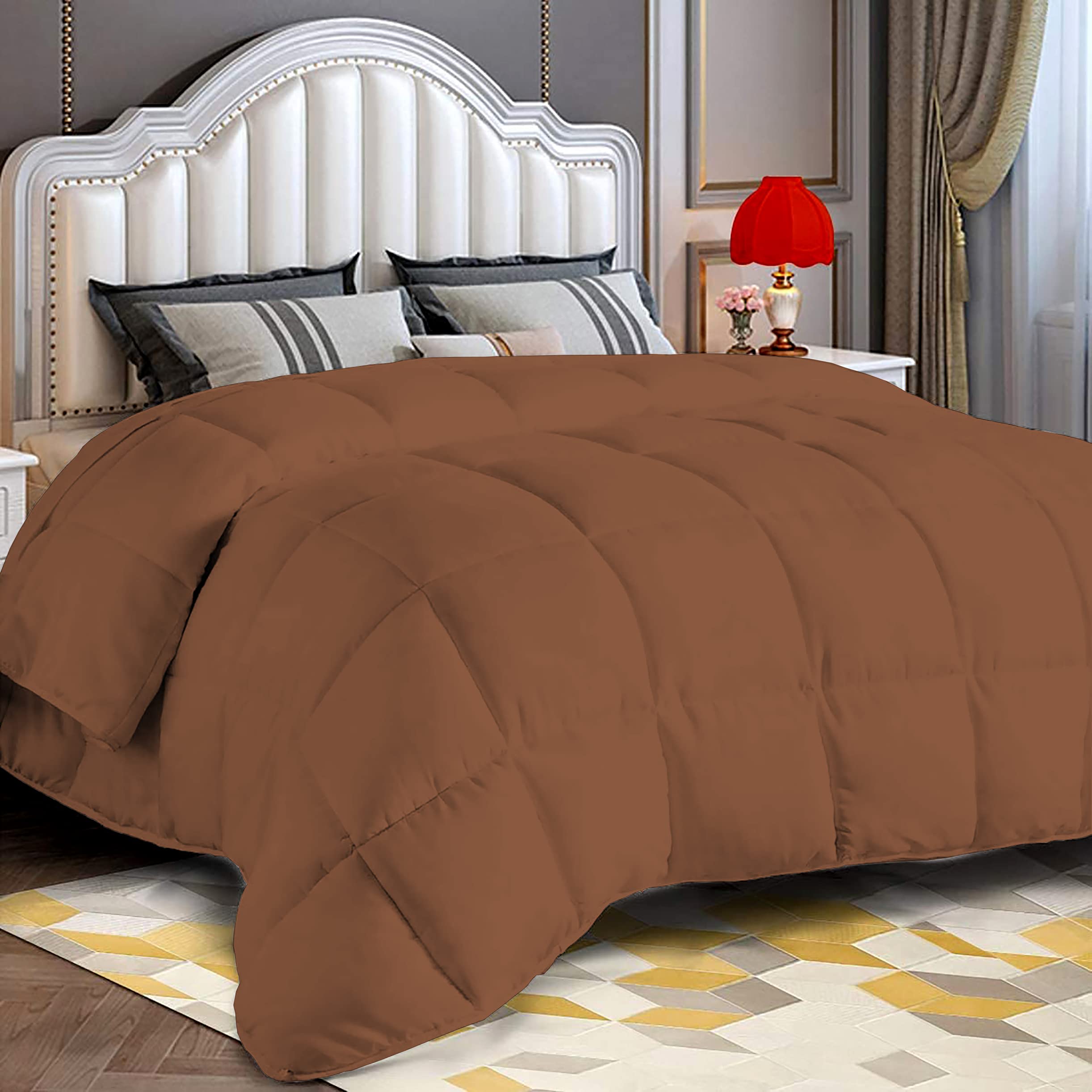 Day Care - Restful Sleep Microfiber All Season Comforter 250-GSM (92" x 106" Inches/233cm x 269cm) - King Size Comforter|Chocolate Brown