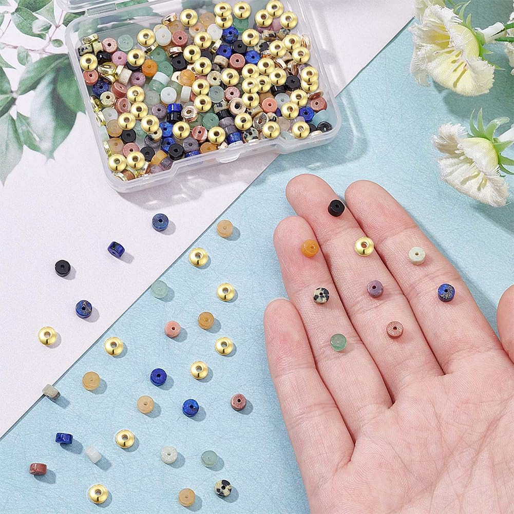 NBEADS Kit Perline Heishi 219 Pezzi - Pietra Howlite Sintetica E Distanziatori Ottone Per Gioielli Fai Da Te