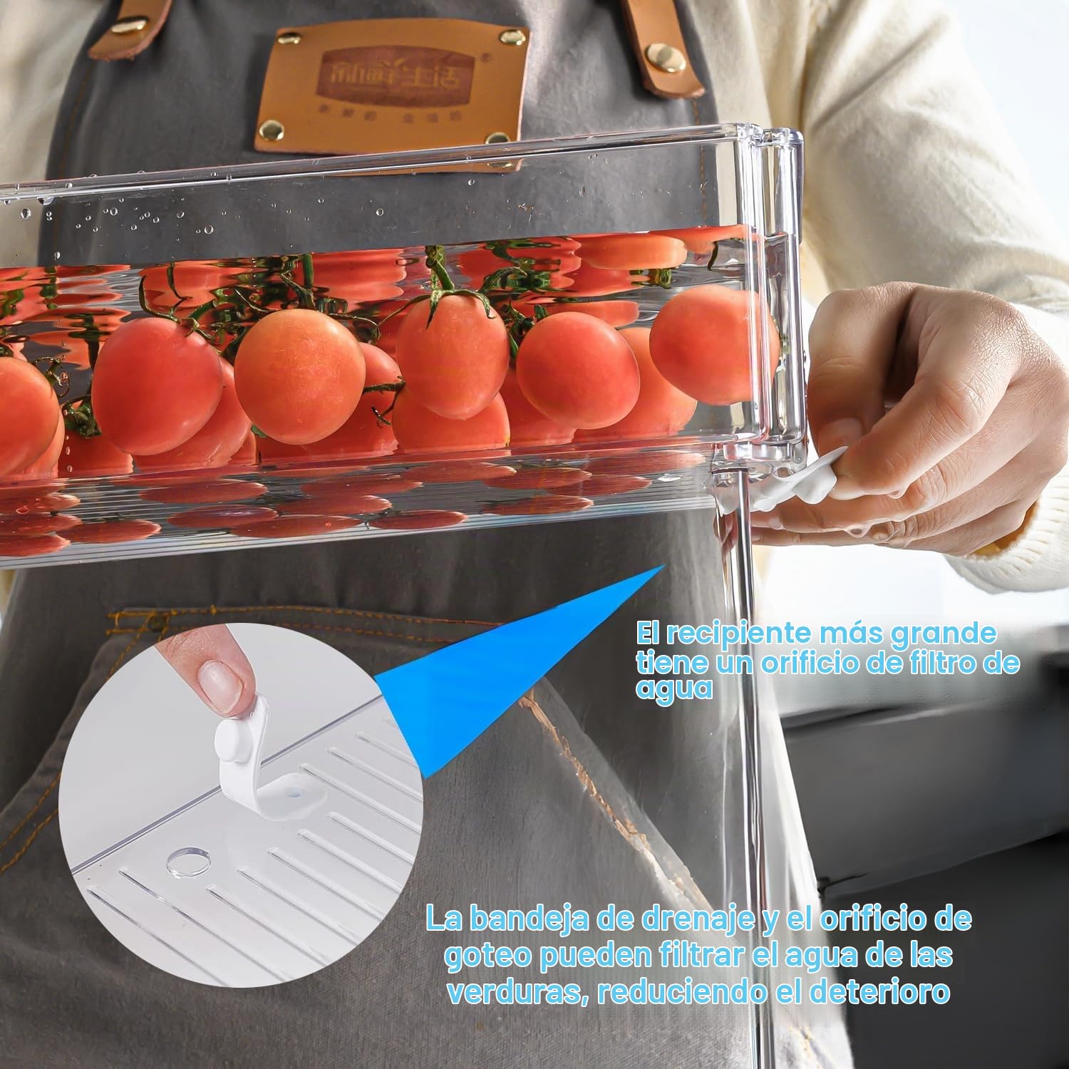 KUMD paquete de 10 Organizador Nevera, contenedores apilables con tapa, transparentes y sin BPA para guardar frutas, verduras, alimentos y bebidas.