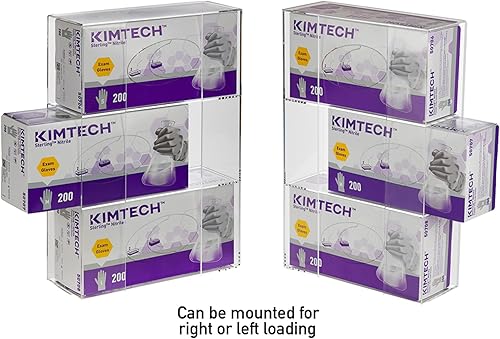 Miniatura 3 de Kantek Dispensador de soporte acrílico para guantera, para montaje en pared, capacidad de 3 cajas, fácil intercambio de caja, para uso en servicio