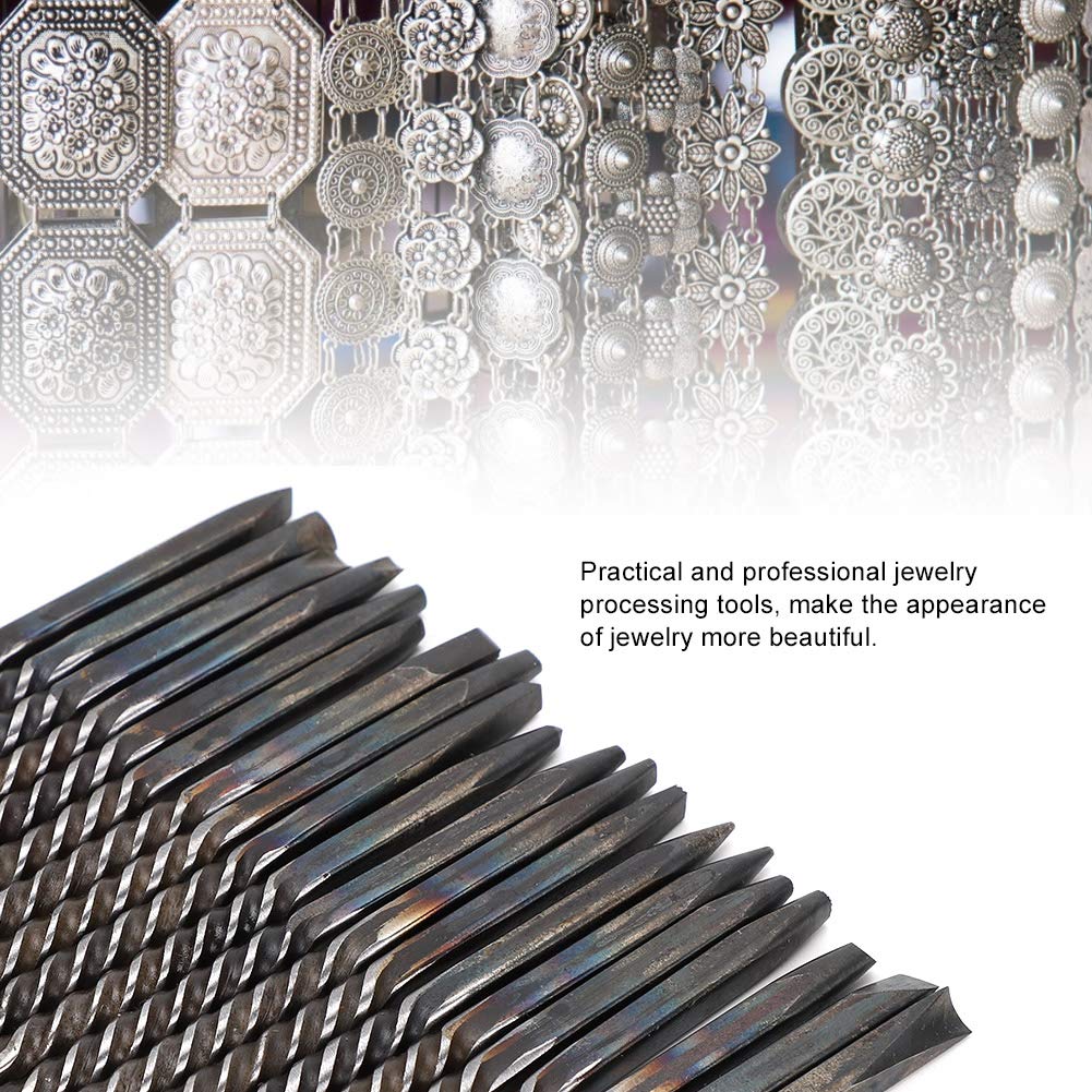 YUYTE 20Pcs Jewelry Anvil Chisel, Professional Jewellery Carving Set Practical Engraving Tool Metal Carving Anvil Chisel, Anvil Chisel Equipment Kit for Jewelry Processing Making